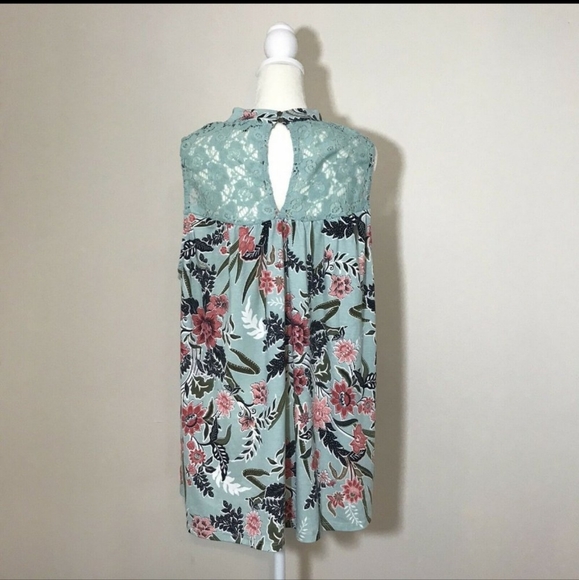 Angels Womens XL top sleeveless tunic shirt floral - Picture 3 of 3